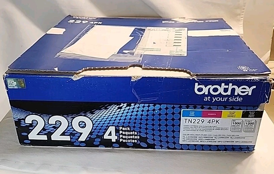 NEW GENUINE - BROTHER TN229 4PK FULL SET TONER CARTRIDGES - SEALED BAGS