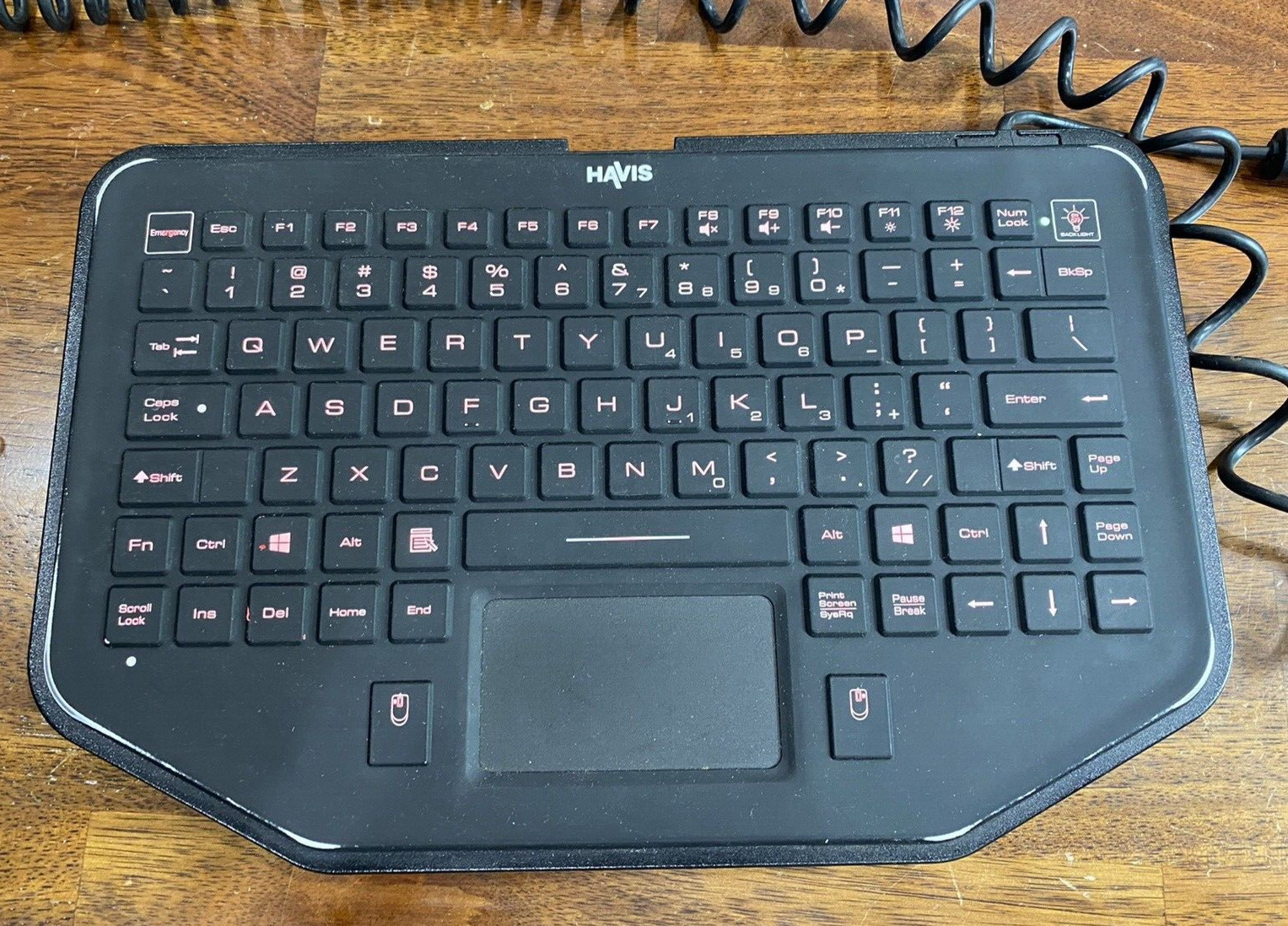 Havis KB-101 Wired USB 86-Key Backlit Rugged Touchpad Keyboard  90 Day Warranty