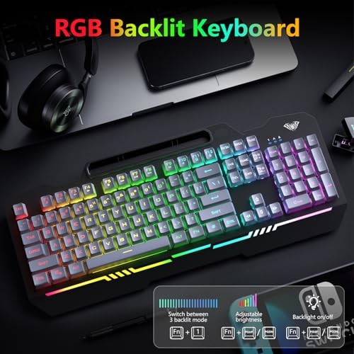 AULA KEYBOARD, T102 104 KEYS GAMING KEYBOARD AND MOUSE COMBO WITH RGB BACKLIT -