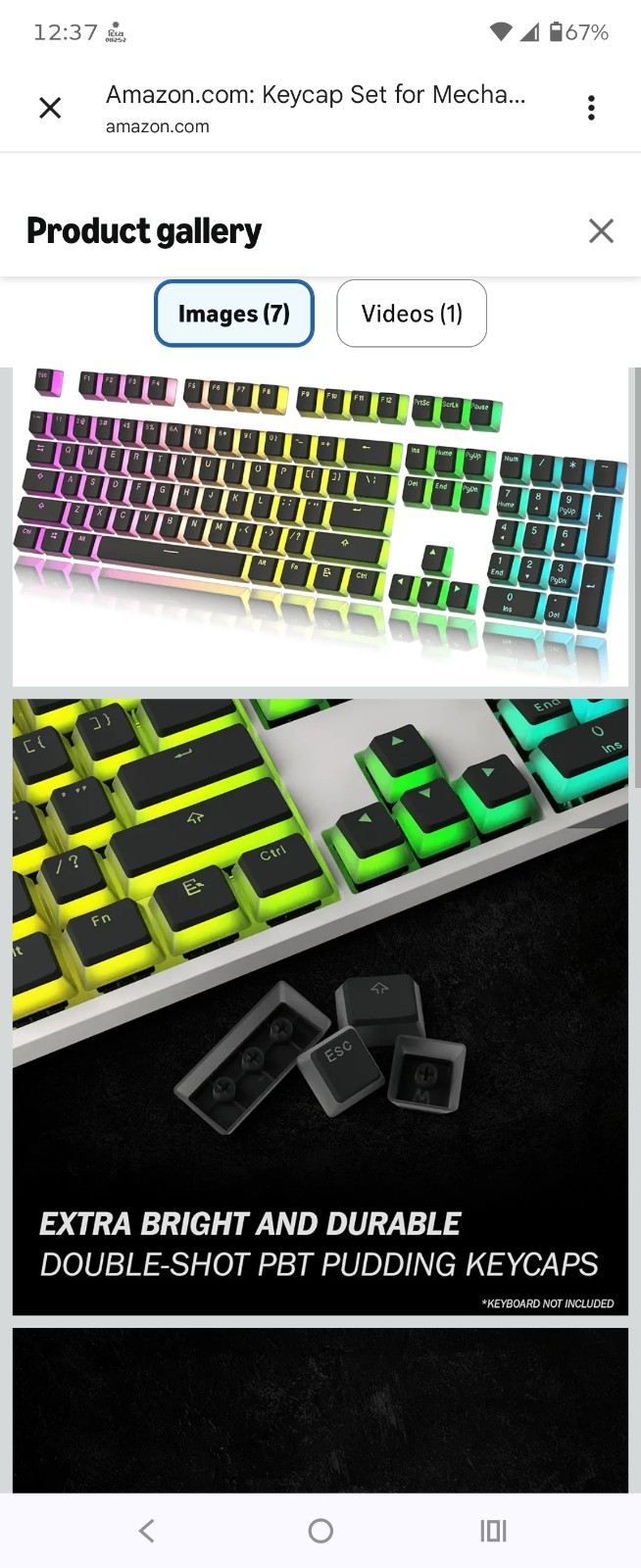 HK Gaming Double-shot PBT Pudding Keycap Set, OEM Profile, Black/Multi