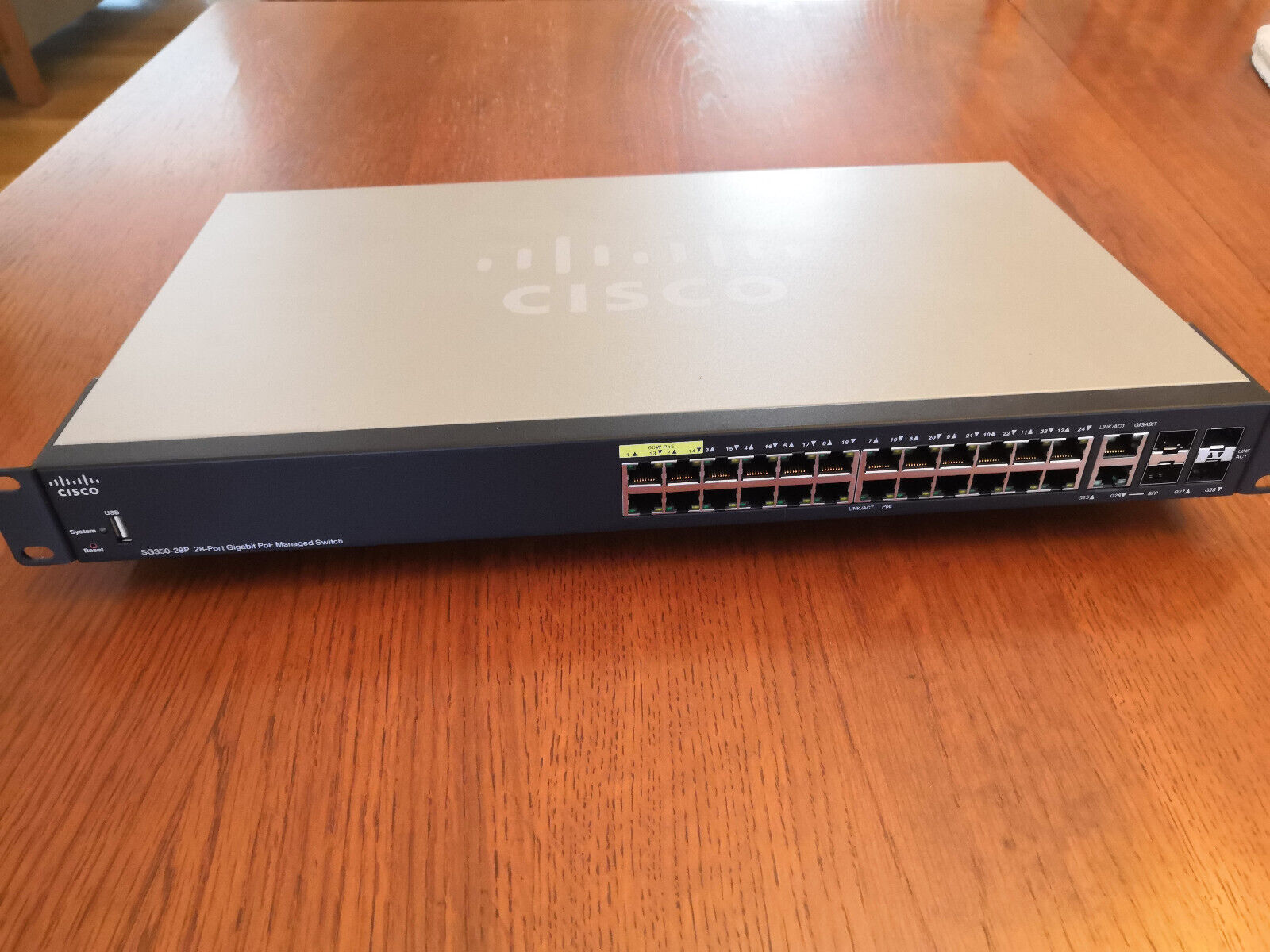 Cisco SG350-28P-K9 V04 Gigabit 195w PoE+ L3 L2 Managed Switch 28 Ports