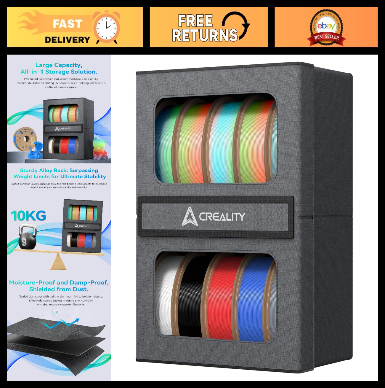 3D Printer Filament Storage Box - Moisture-Proof, 10KG Capacity, Filament Dryer,