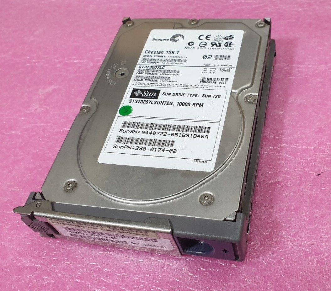 Sun 390-0174 73GB Scsi SIC 80pin 10K RPM 540-5456 ST373207LC - S3603