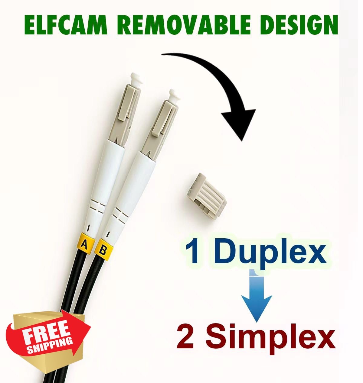 Elfcam 20m Armored Fiber Optic Cable LC UPC OM3 Duplex Black