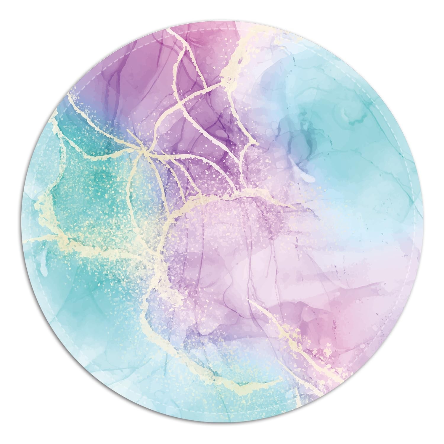FROGIGO Cute Round Mouse Pad with Stitched Edge, Marble Aesthetic Mousepad fo...