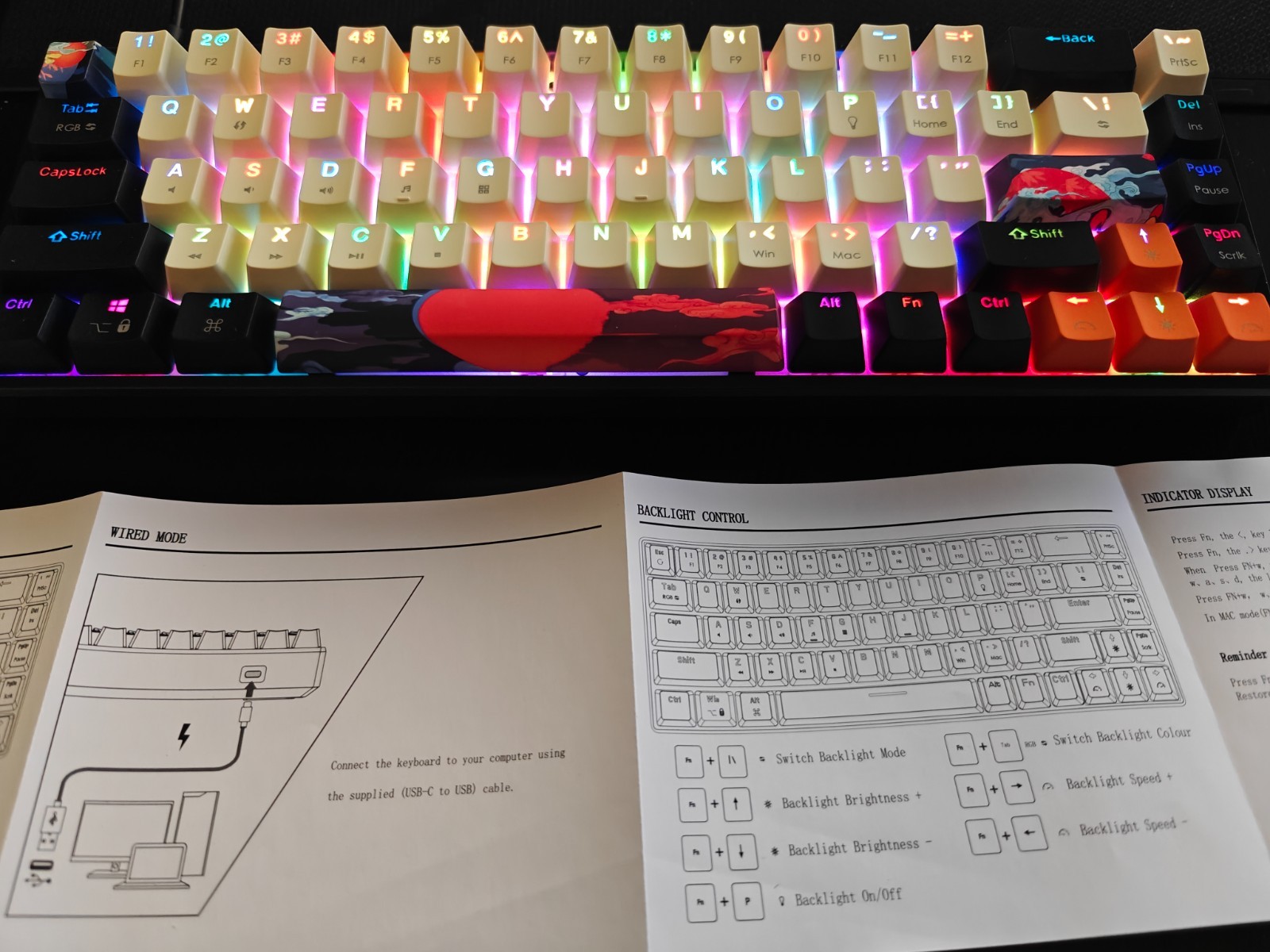 SURMEN 65% WIRED Mechanical Keyboard With Linear Red Switches