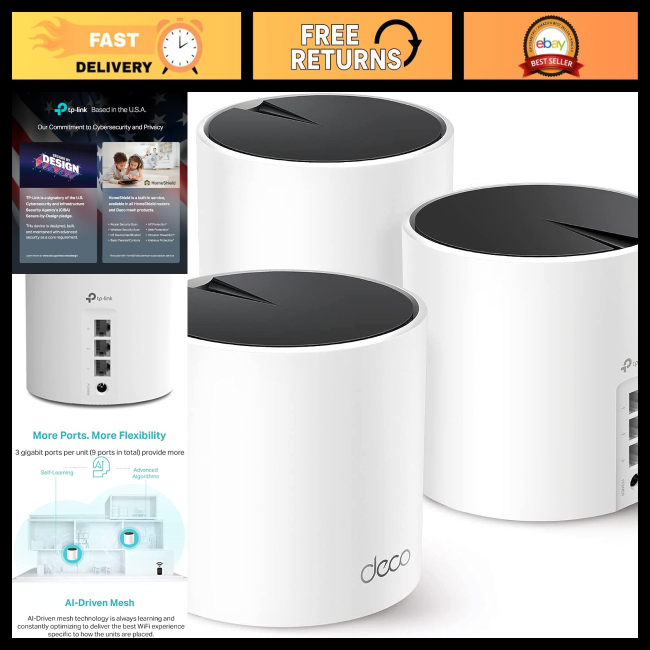 WiFi 6 Mesh System, AX3000 High-Speed Internet, Deco X55 (3-Pack) - Home Network