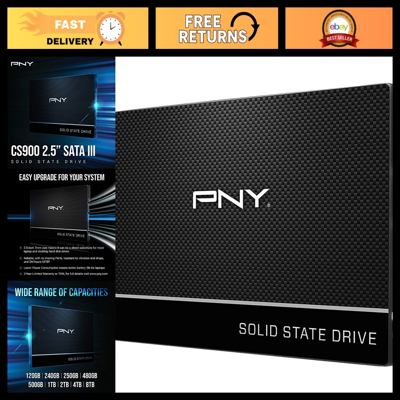 250GB 2.5" SATA III Internal SSD - High-Speed Storage Upgrade for Laptops & Desk