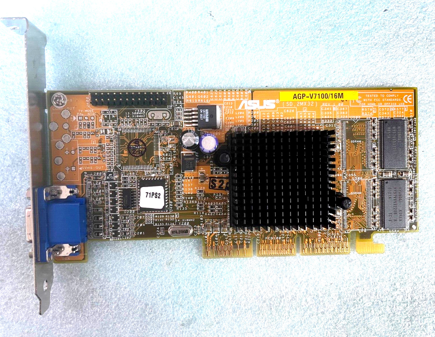 VINTAGE ASUS AGP-V7100/16M NVIDIA GEFORCE2 AGP 16 MB VGA CARD MXB166