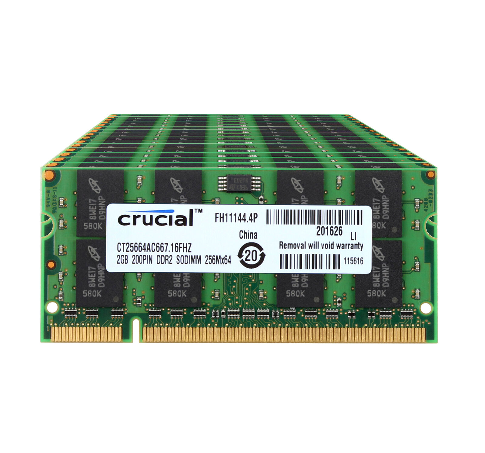 Lot Crucial 10x 2GB 2RX8 PC2-5300S DDR2 667 Mhz RAM Laptop CL6 Memory SODIMM #N