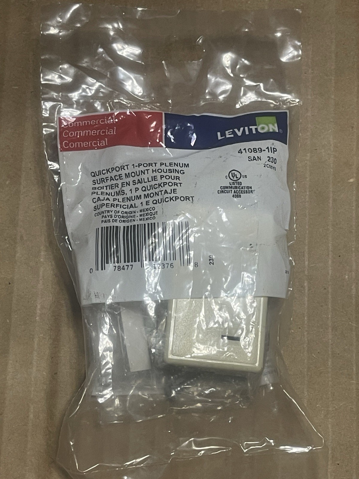 Leviton QuickPort Surface Mount Housing 1-Port Ivory 41089-1IP