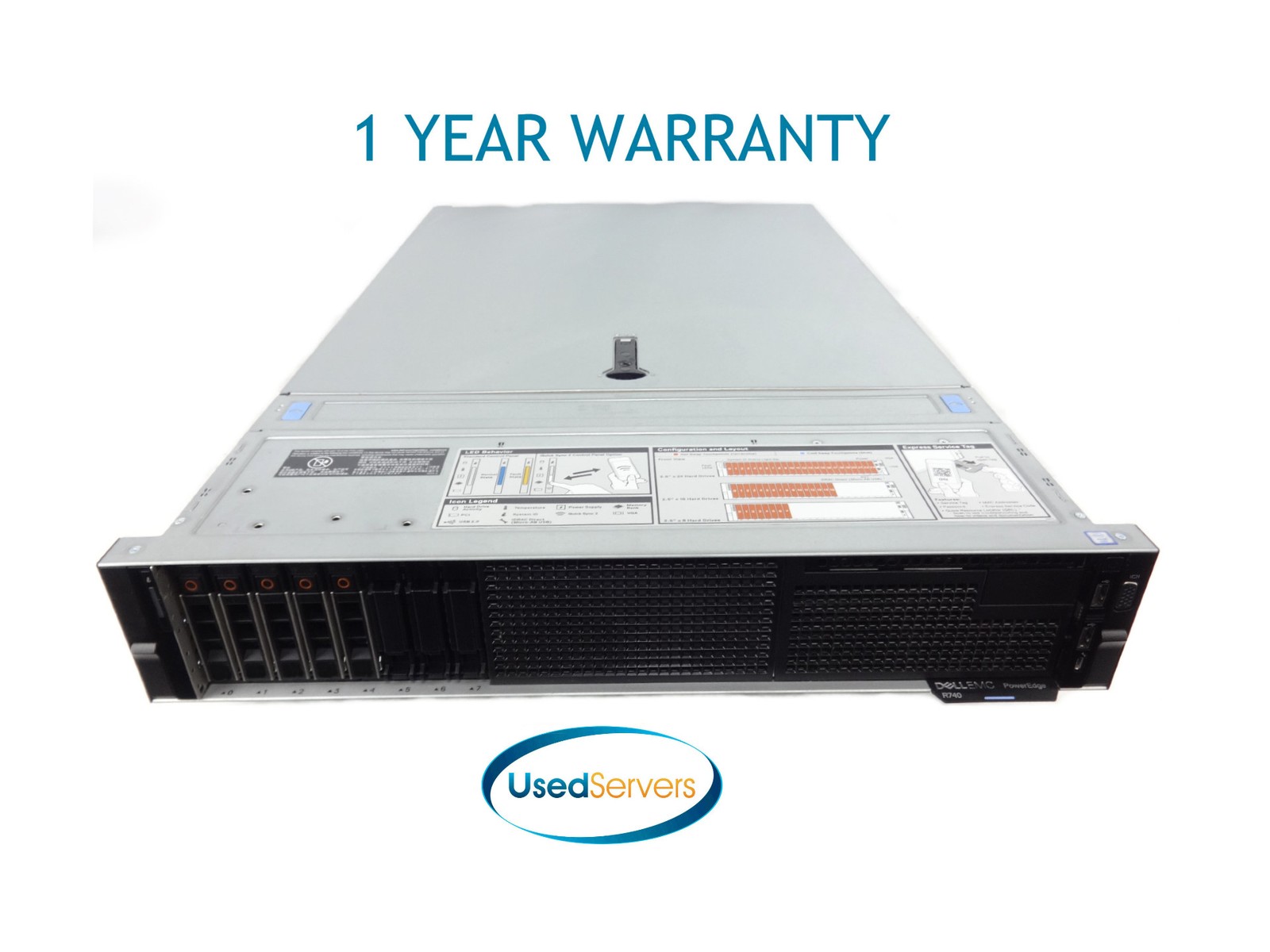 Poweredge R740 8SFF 2x SLVR 4112 2.6GHZ=8Cores NO RAM 5x HD TRAY H730P
