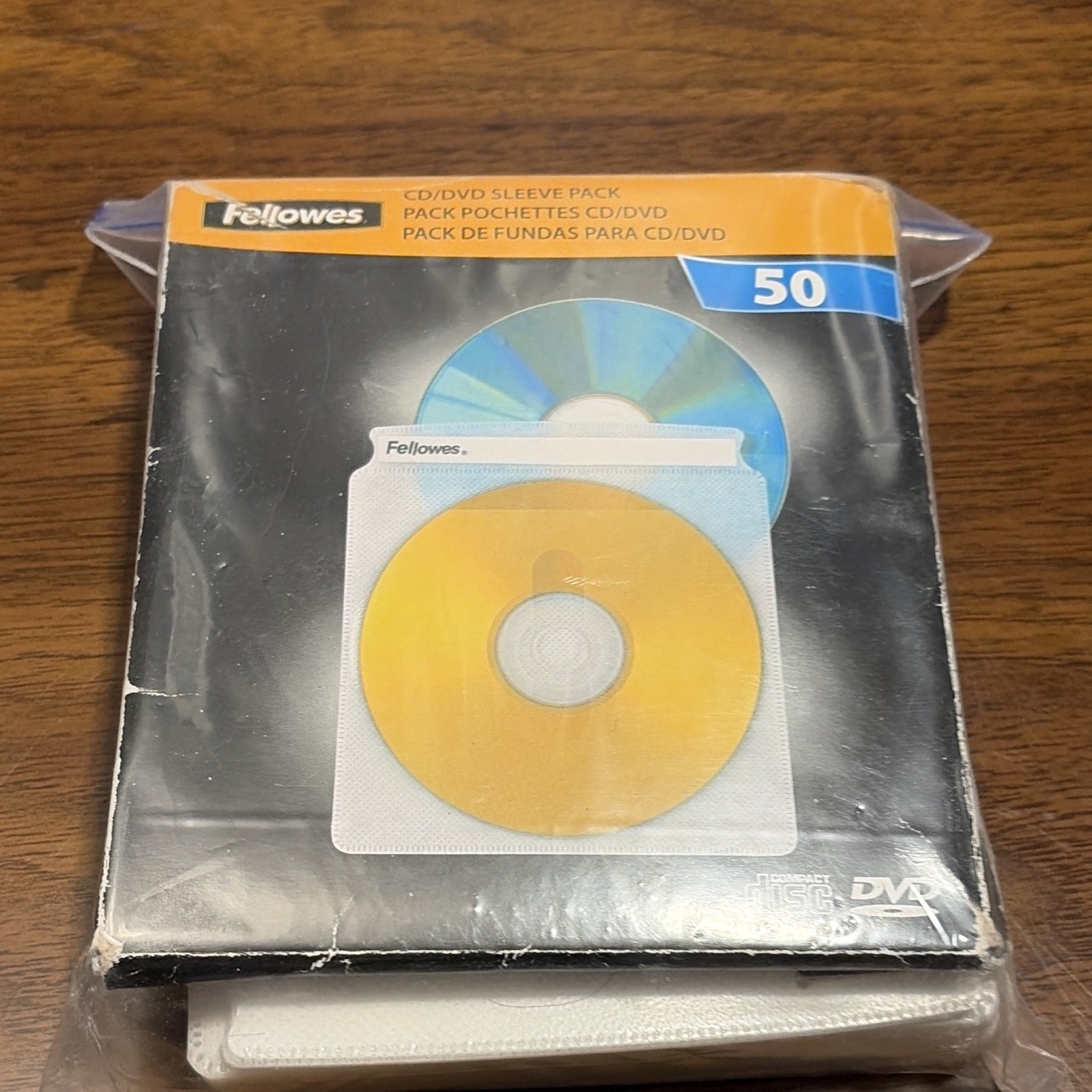 Fellowes Durable White Paper CD/DVD Sleeve Pack, 50 Count Storage Sleeves