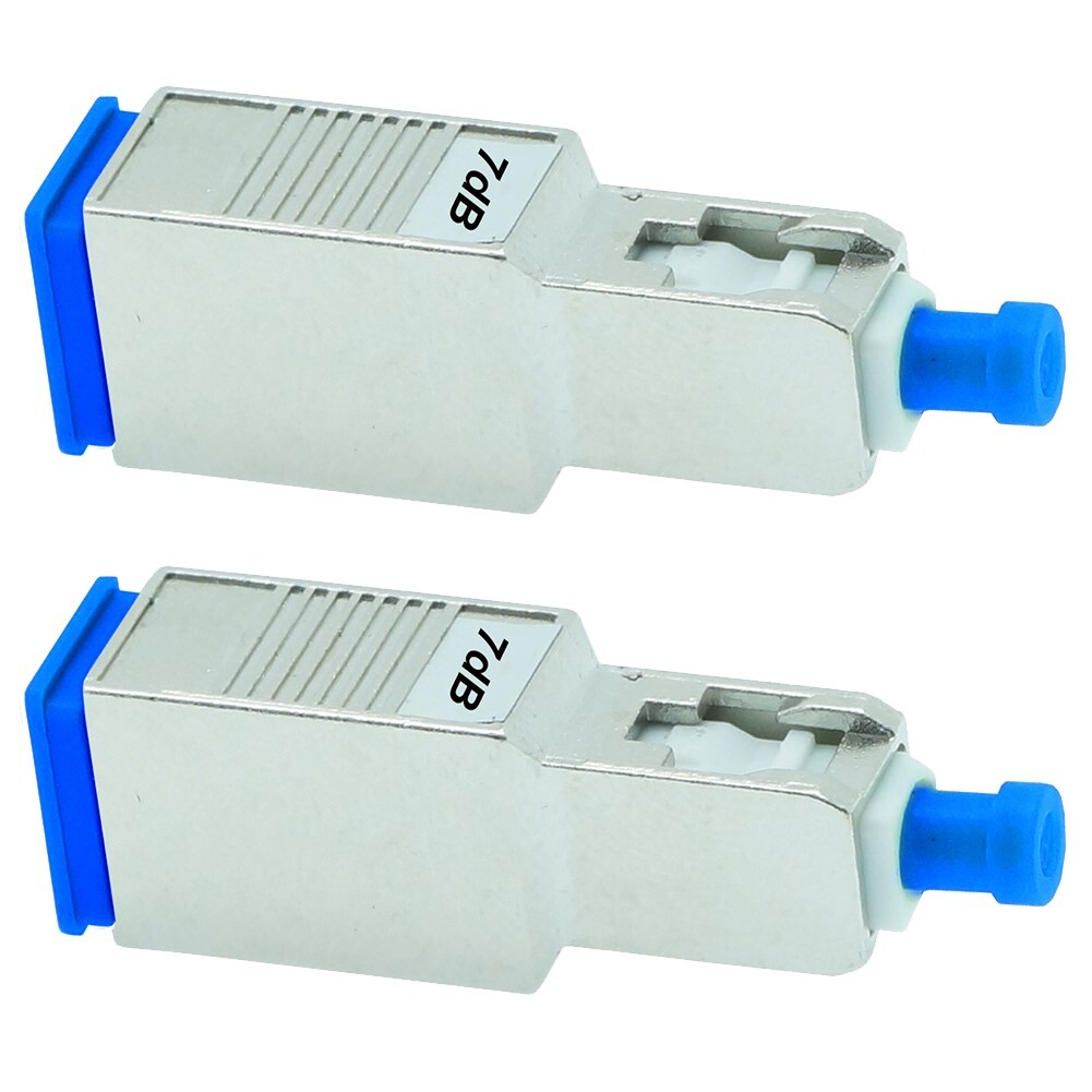 2 Pcs 7dB SC UPC Connector Fiber Optic Optical Single Mode Attenuator Metal Blue