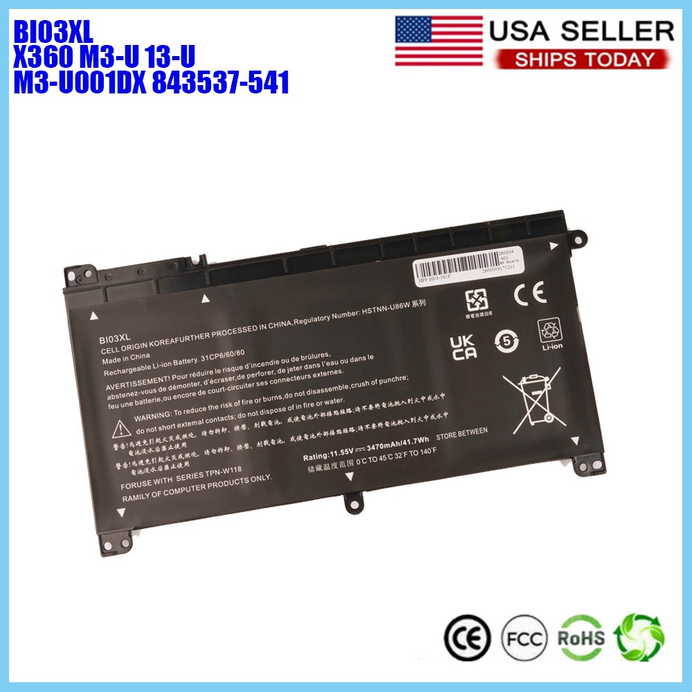NEW Genuine Battery For HP Pavilion BI03XL X360 M3-U 13-U M3-U001DX 843537-541