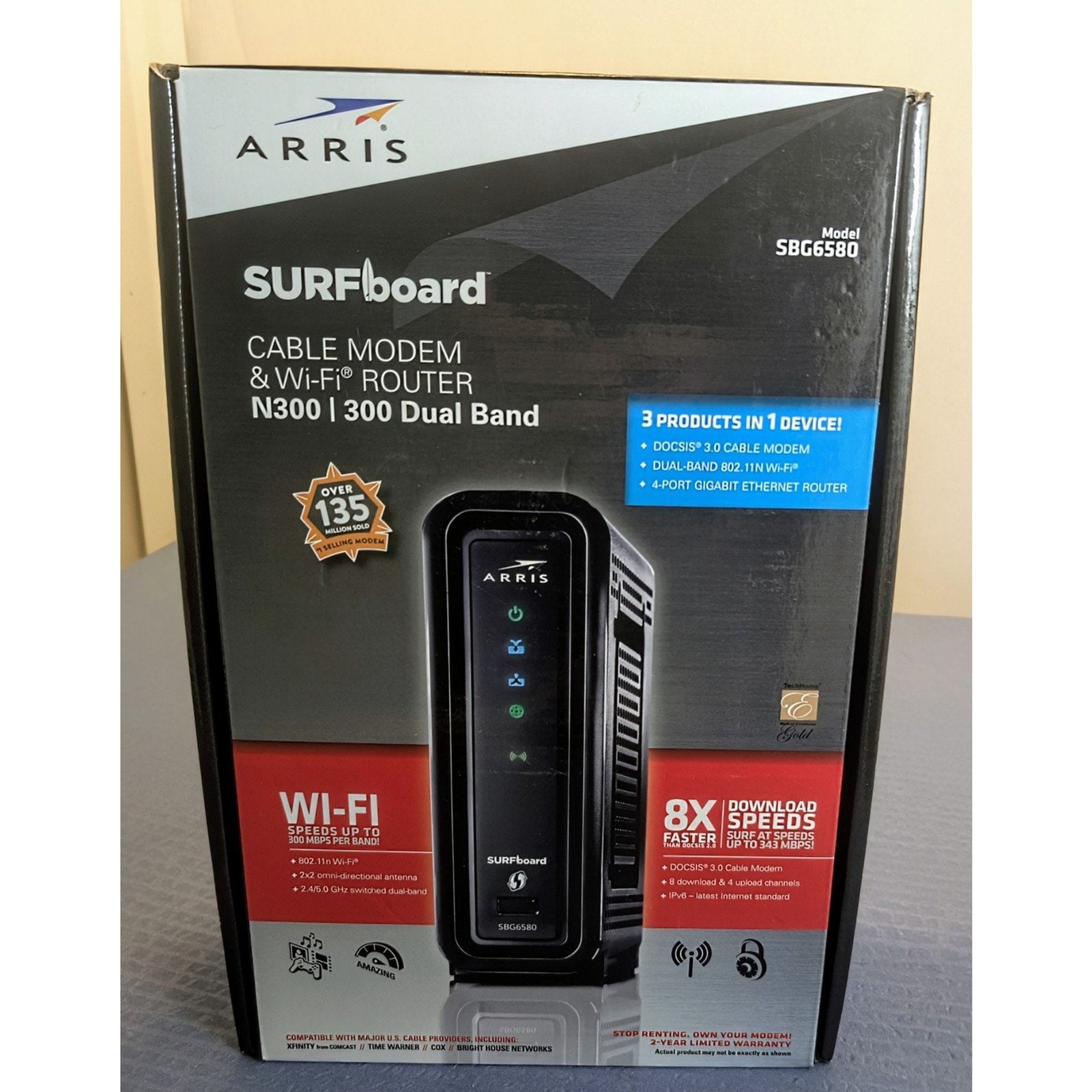 Arris Surfboard Cable Modem & Wi-Fi Router N300-300 Dual Band (SBG6580)