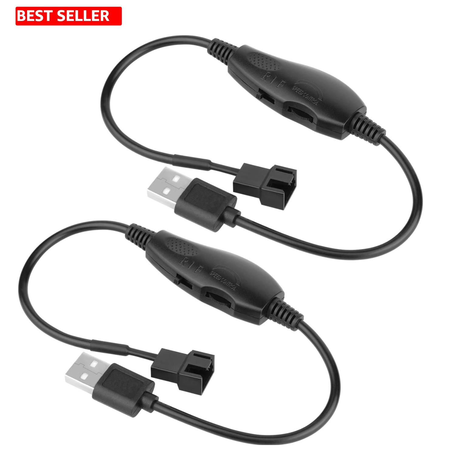 Fan Speed Adapter Controller 2 Pack Usb 5V 12V Pc Cooling 4Pin