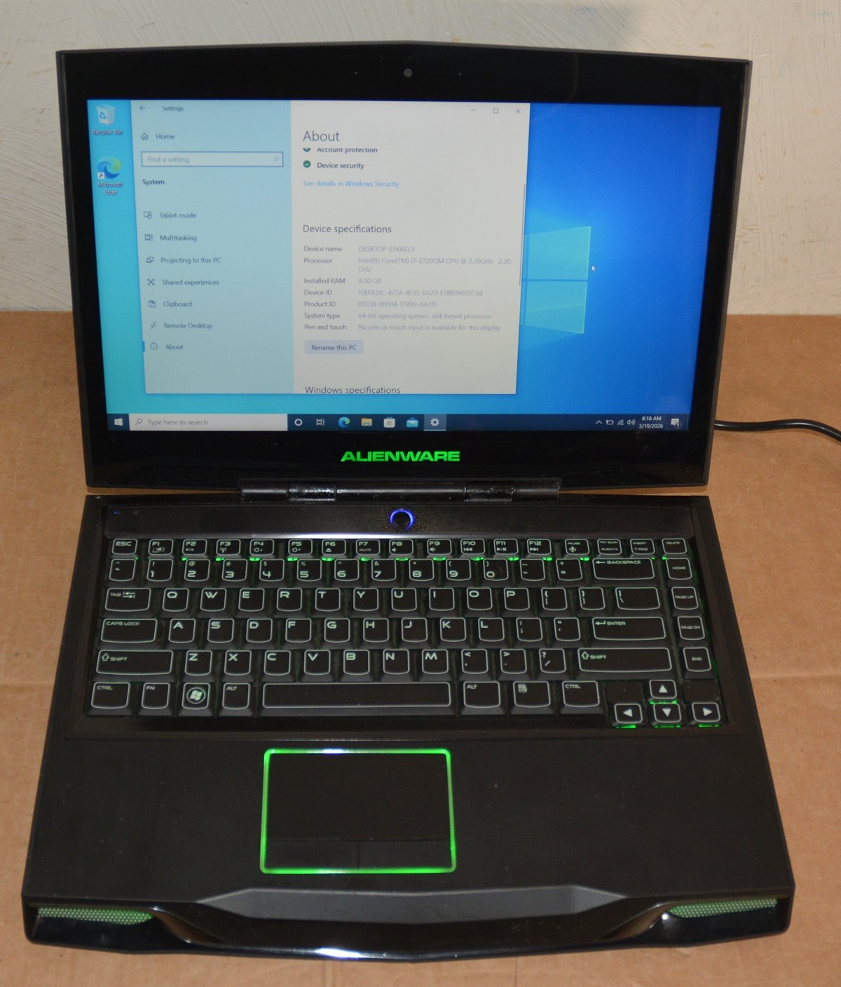 Used Alienware P18G 14 Inch i7-2720QM 2.3GHz 256GB GeForce GT555M ...