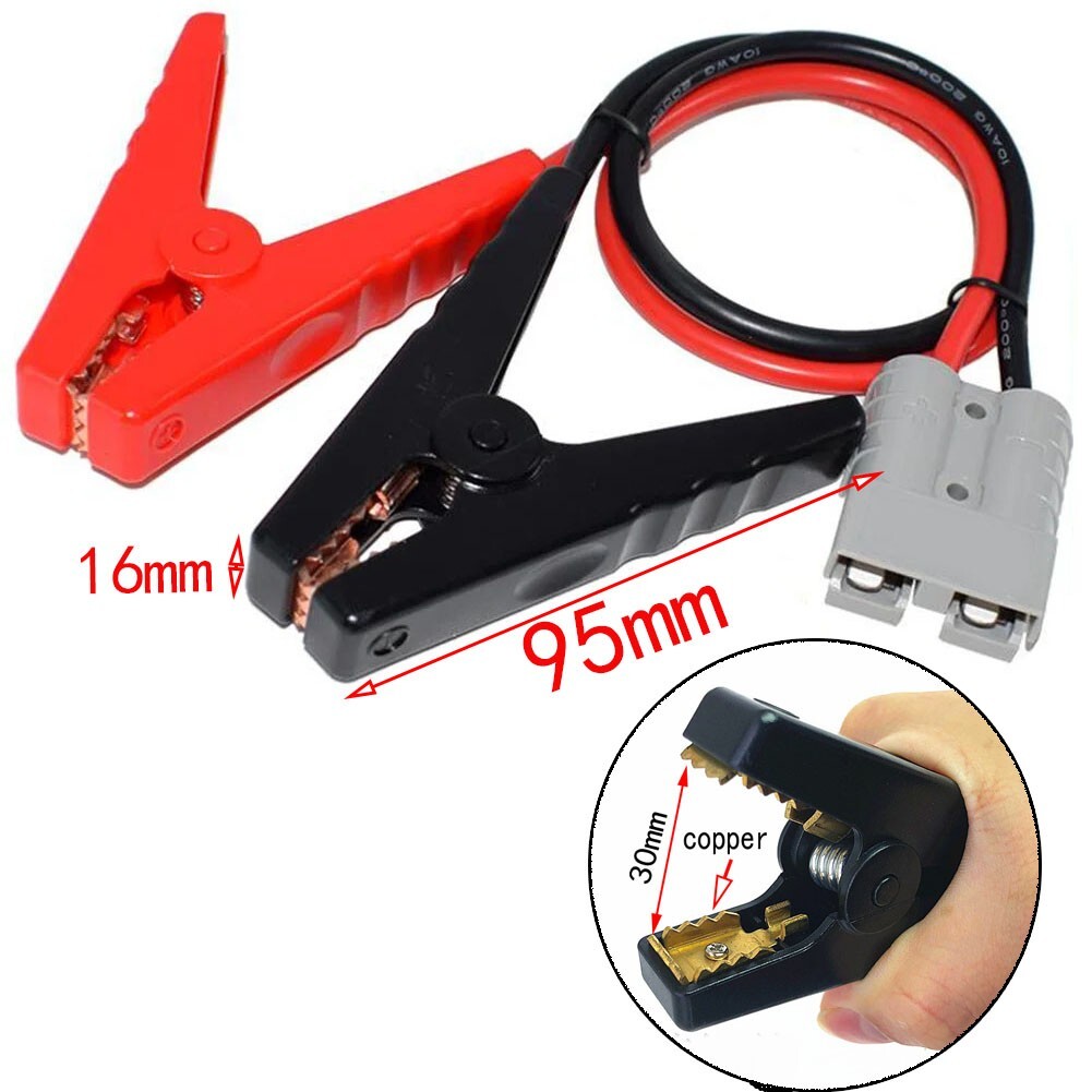 50A Anderson Type Plug to 12V Alligator Clip Clamps Battery Connector 600W 10AWG