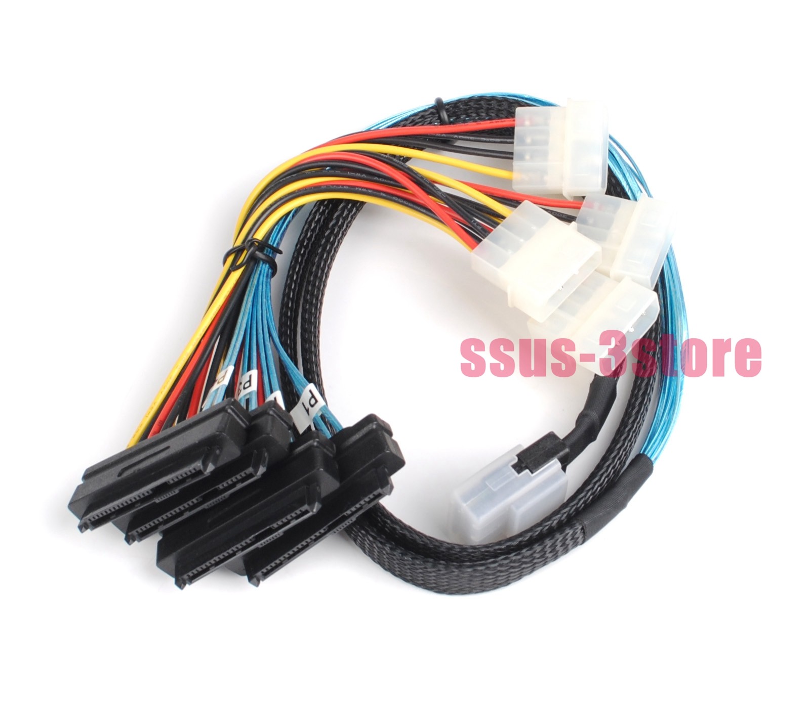Internal 36Pin Mini SAS SFF-8087 Host to 4 SFF-8482 Target w/ Power HDD Cable 1M