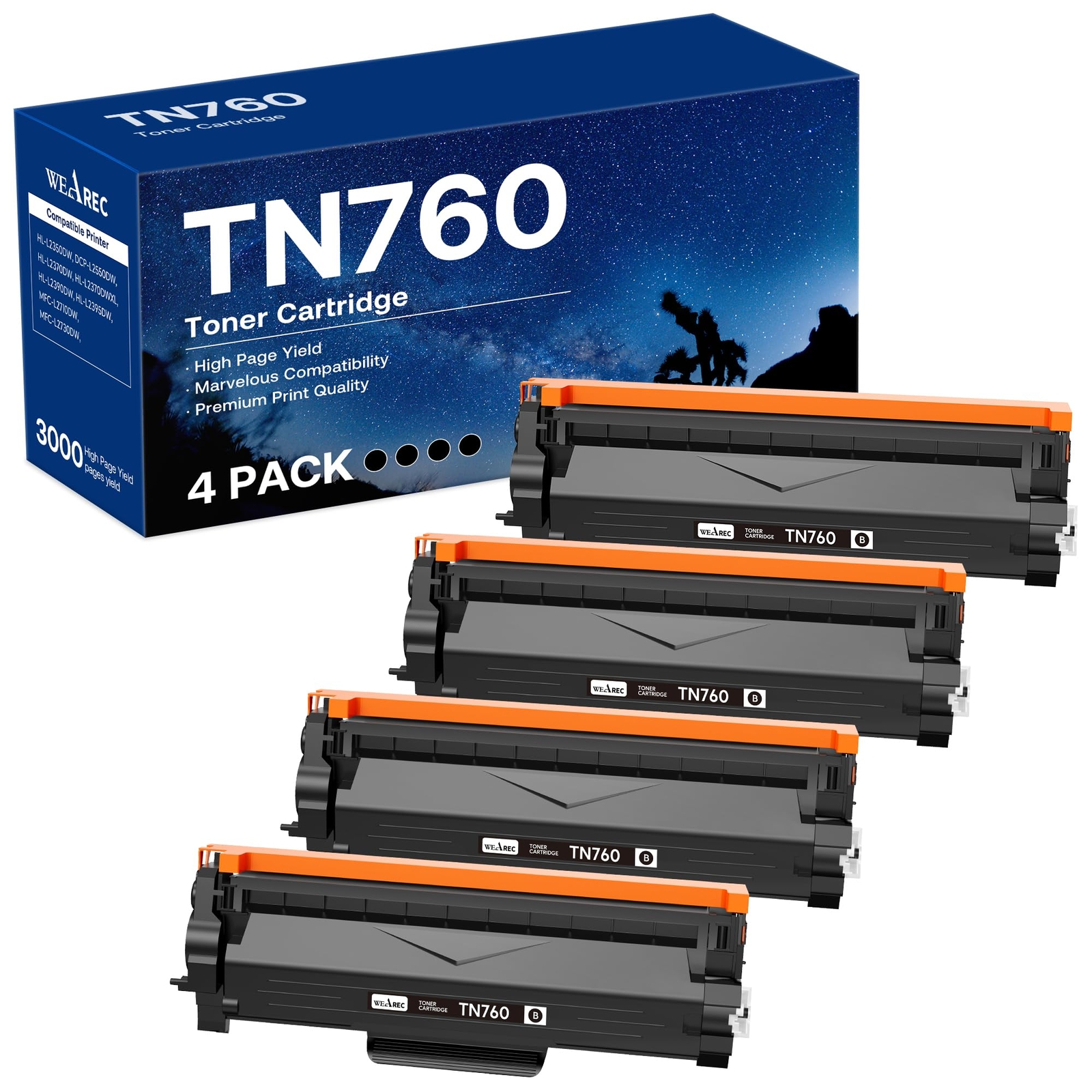 TN760 Toner Cartridge Replacement for Brother TN-760 TN730 TN-730 Compatible ...