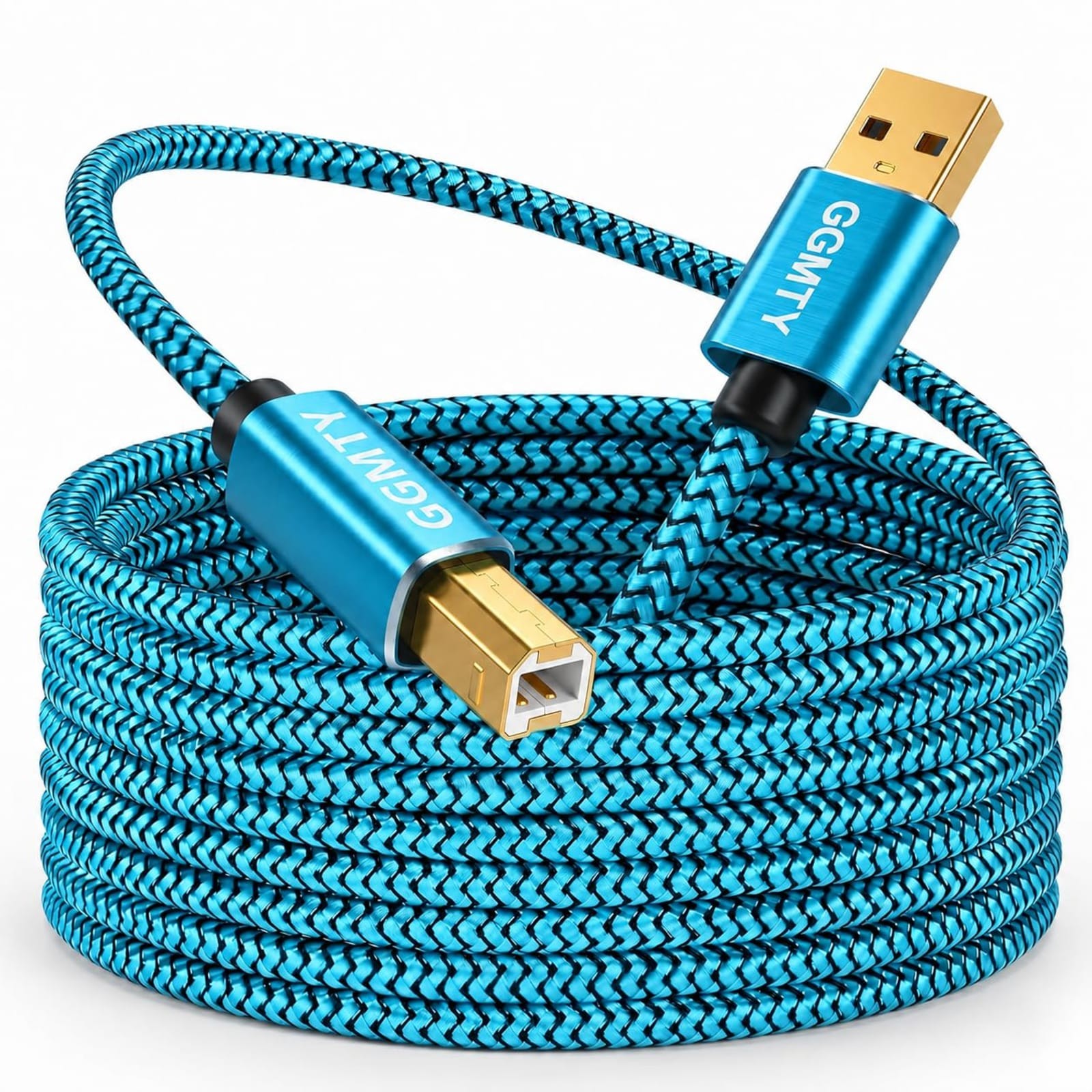 6ft Blue Nylon Braided USB 2.0 Type A to B Printer Scanner Cable Gold Plated