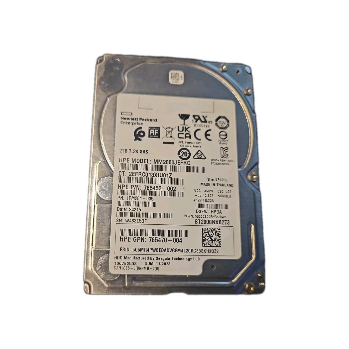 Hewlett Packard Enterprise (HPE) 2TB 7.2K SAS 2.5-inch Small Form Factor (SFF)