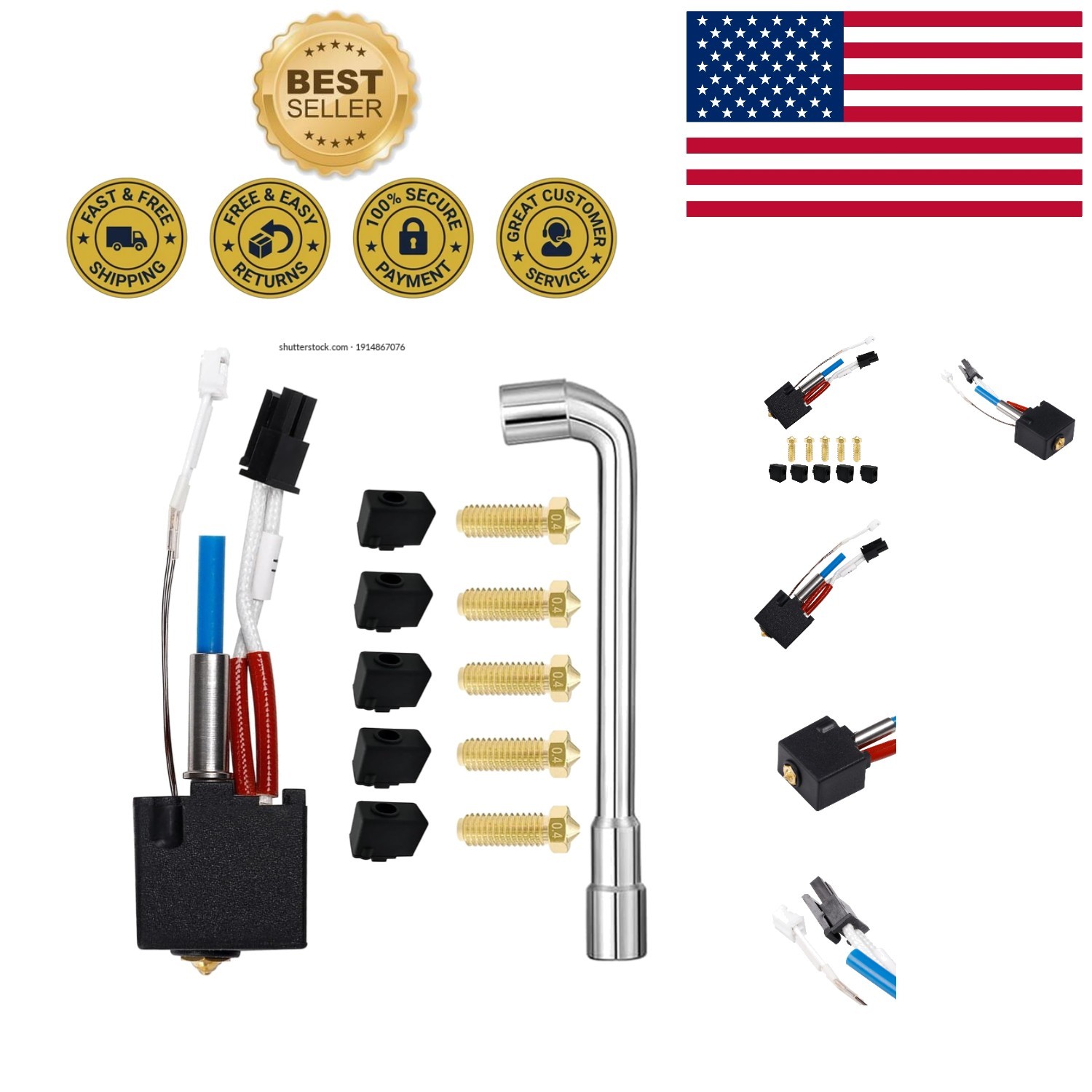 Complete Hotend Replacement Kit for Anycubic Kobra 2 Series - 5 Nozzles Included