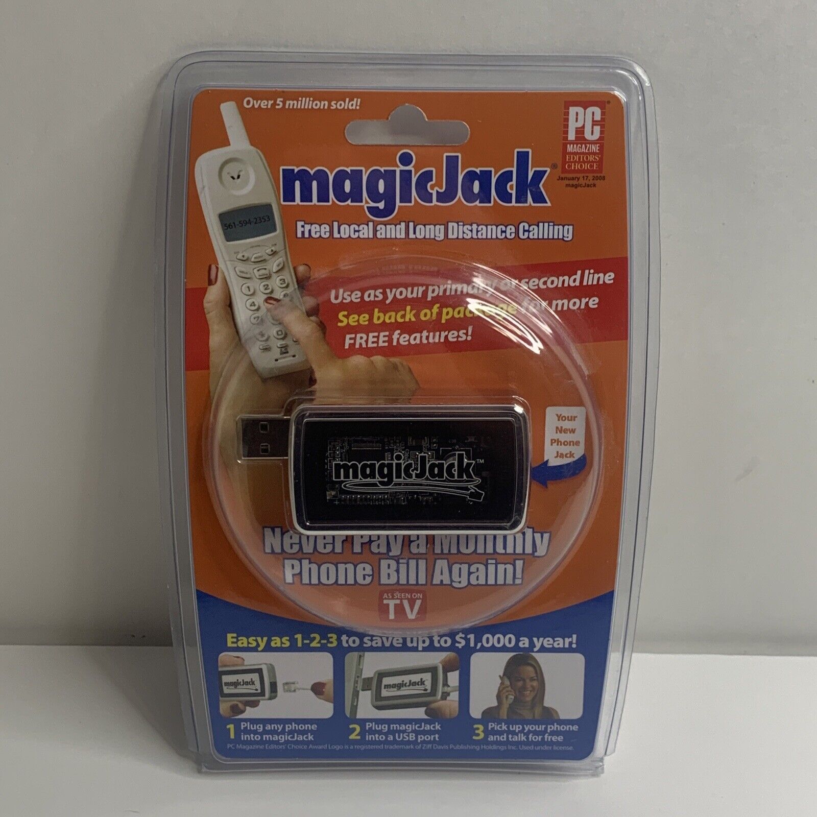 New - Magic Jack Free Local & Long Distance Calling Device USB PC Landline Phone