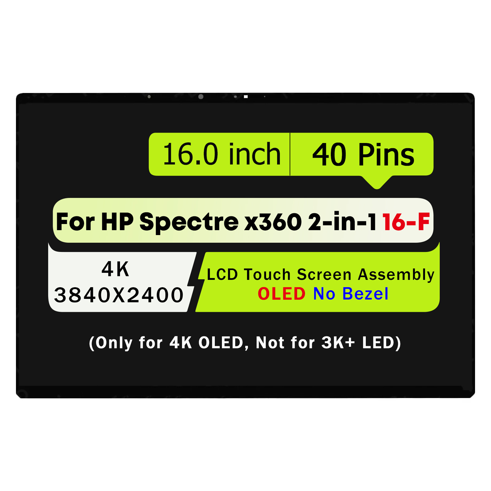 M51676-1J0 4K OLED LCD Touch Screen for HP Spectre x360 16-f0023dx 16-f1023dx