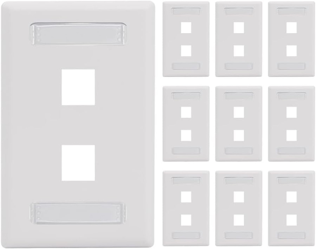 2-Port Station ID Keystone Wall Plate, 1-Gang, White, 10-Pack