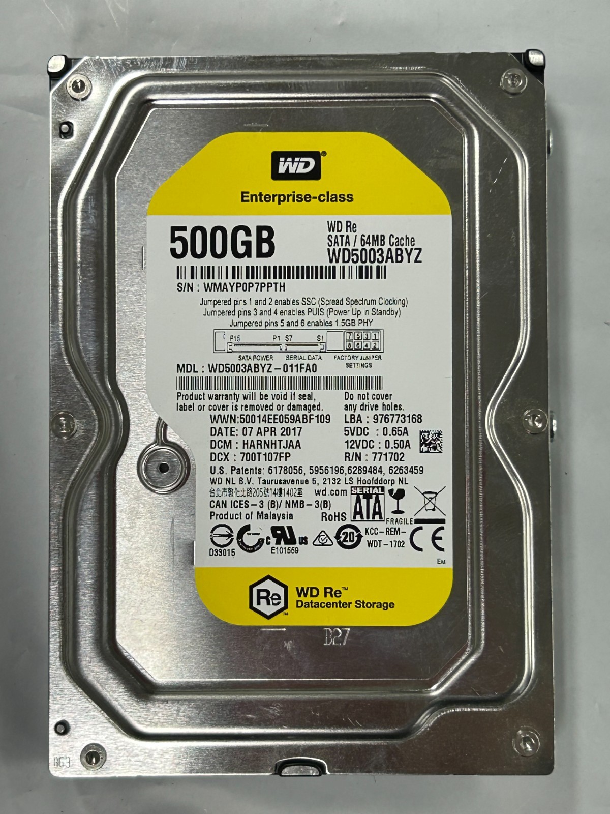 Western Digital Enterprise WD5003ABYZ 500GB 7200 RPM 64MB Cache SATA 6.0G Tested