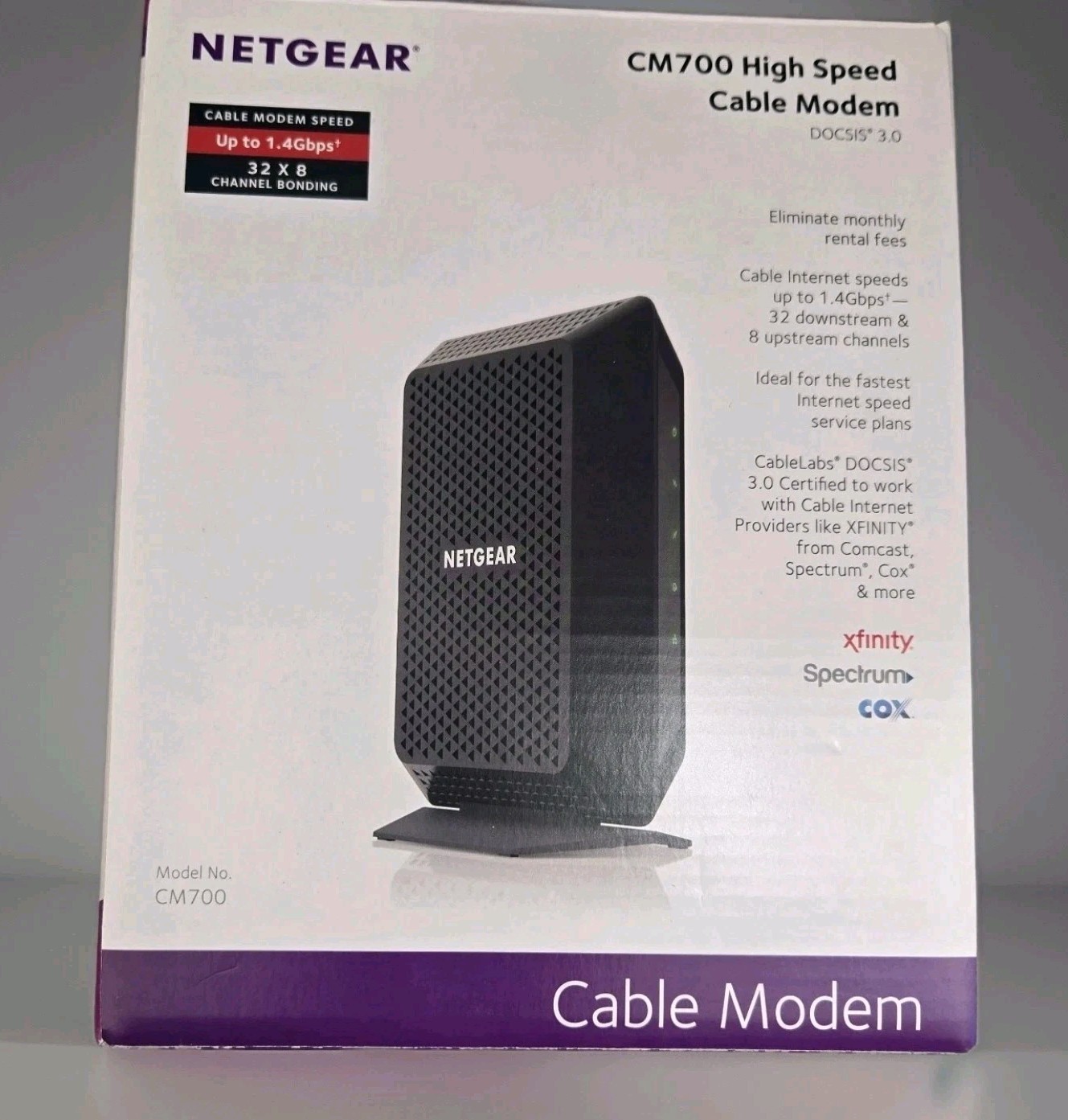 NETGEAR CM700-1AZNAS DOCSIS 3.0 Cable Modem 32x8 for Xfinity by Comcast 1.4gbps