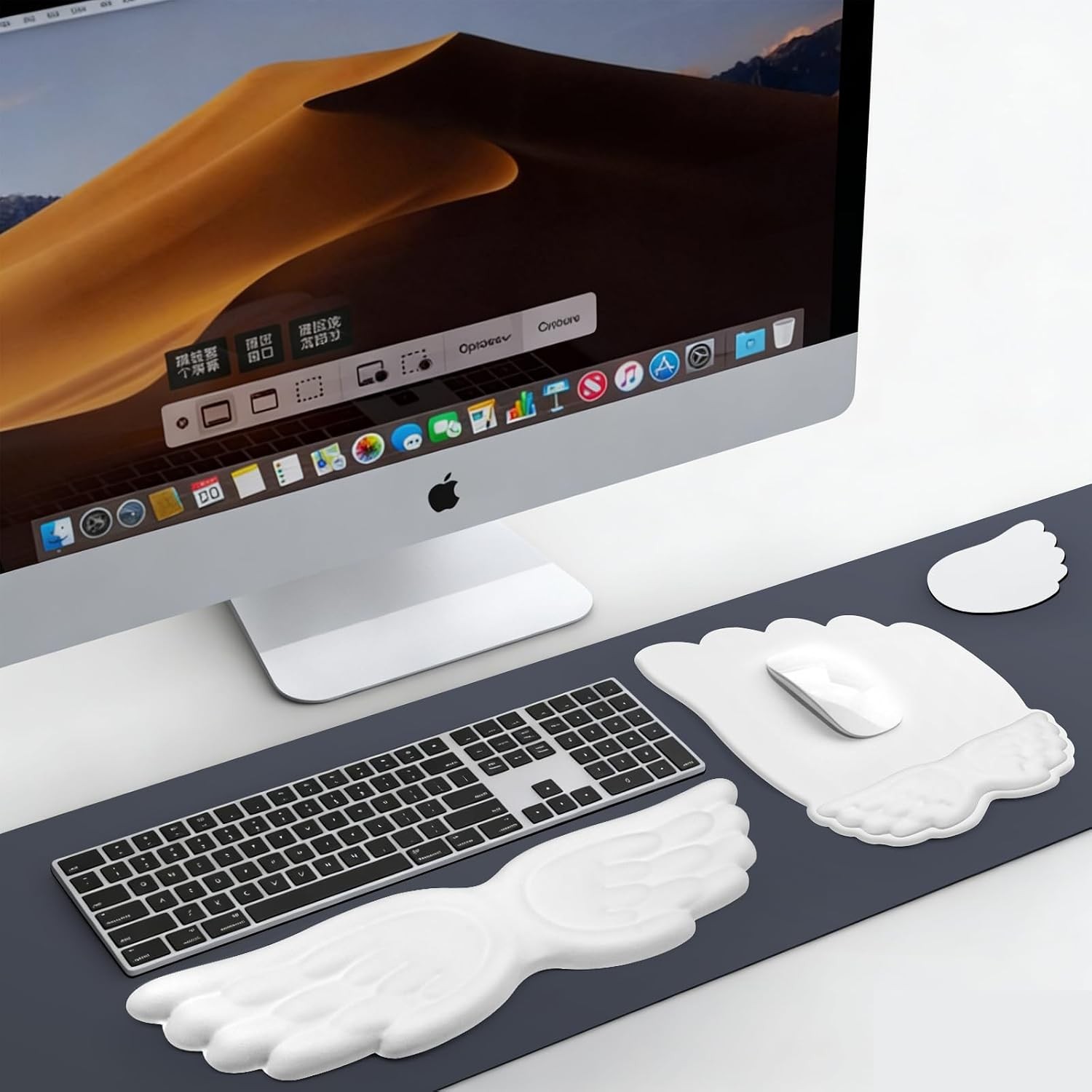 Angel Wing Wrist Rest Set Ergonomic Keyboard Mouse Wrist Support Memory Foam
