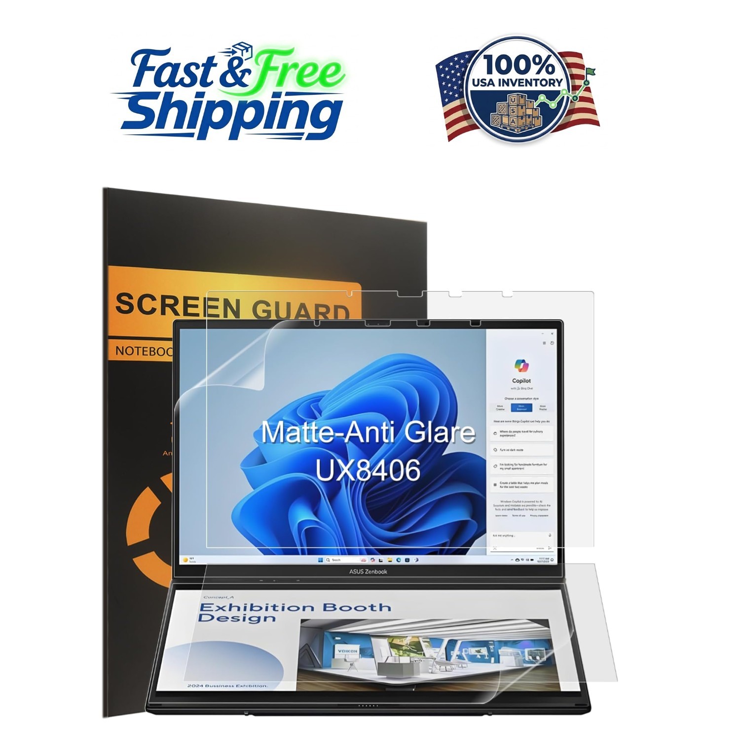 Full Coverage Anti-Fingerprint Matte Screen Protectors for ASUS Zenbook Duo 14