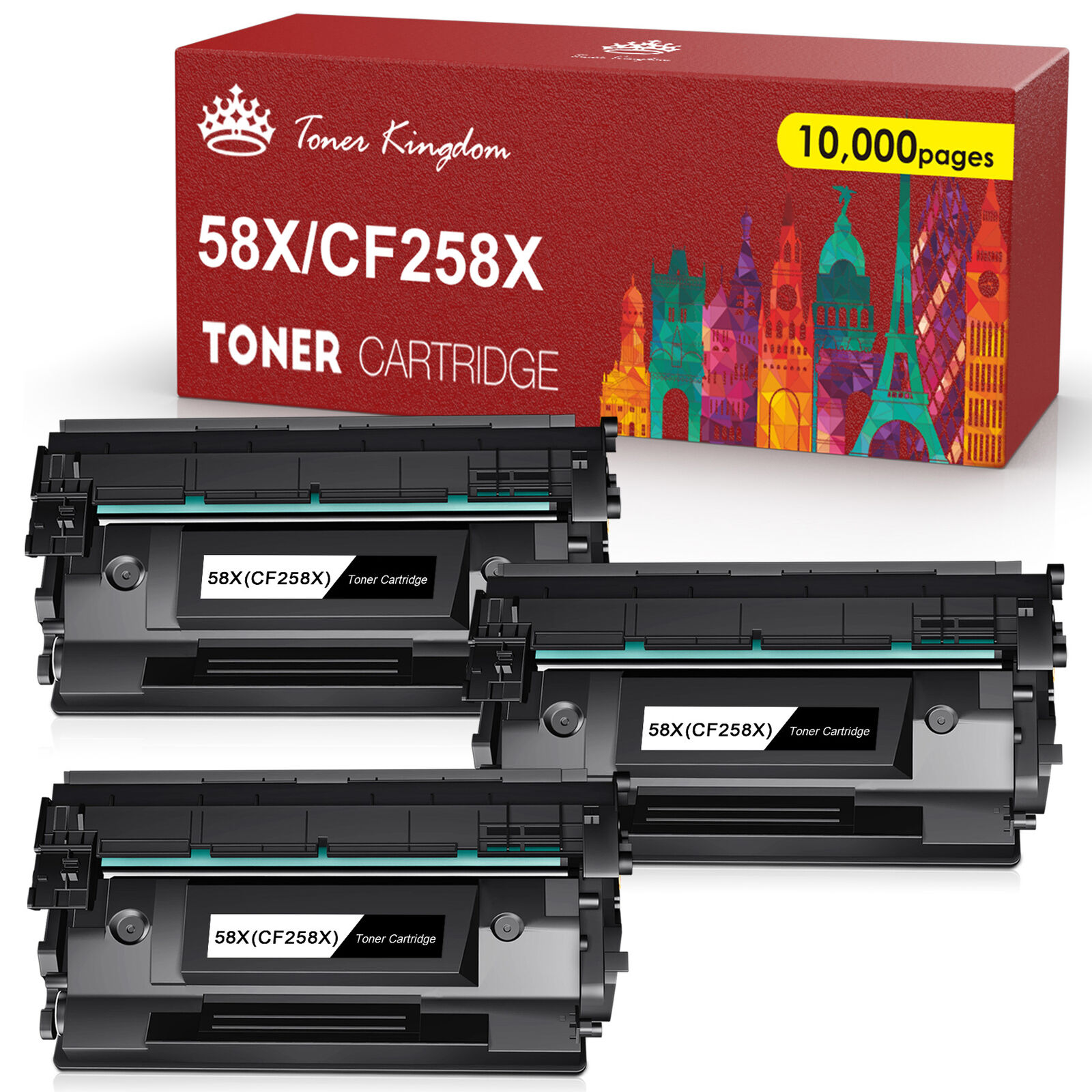 3x CF258X 58X Toner Replacement for HP LaserJet Pro M404dw M428fdw (WITH CHIP)
