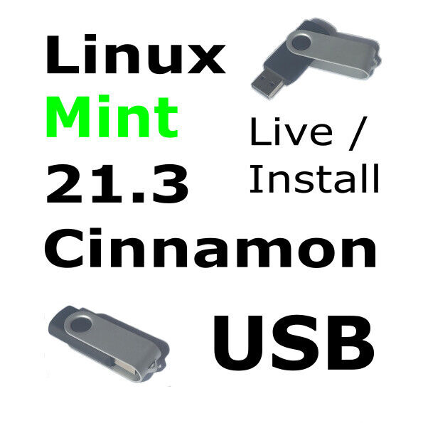 Linux Mint 21.3 Cinnamon OS 64-Bit Bootable USB Live Install PC 16GB