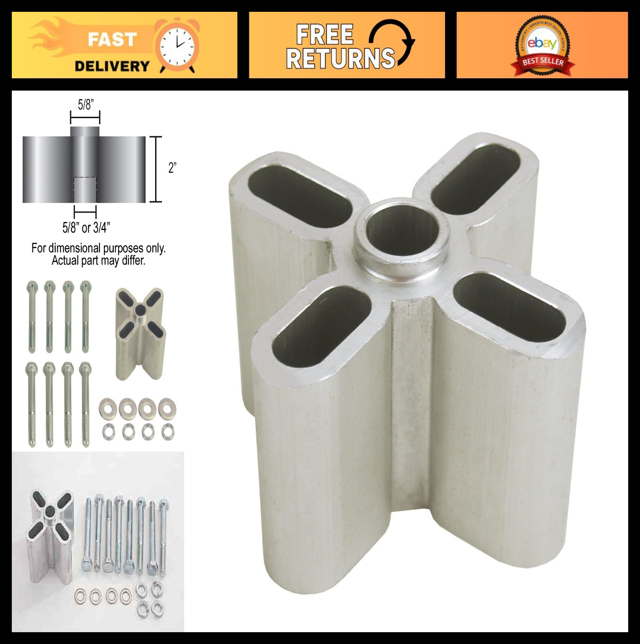 2" Fan Spacer Kit - Aluminum Silver Cooling Upgrade for Performance Fans