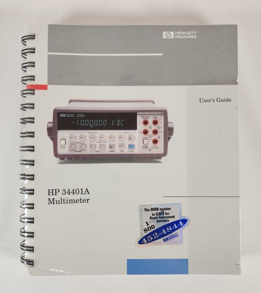 Hewlett Packard HP 34401A Multimeter User's Guide *NEW* February 1996 Edition 4