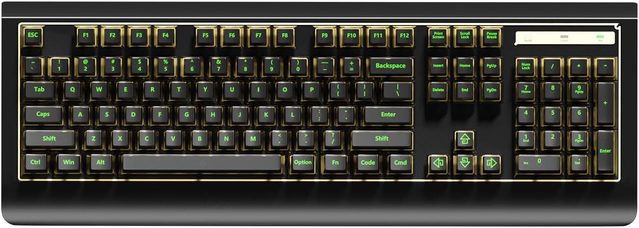 104-key Full-Size Gaming Mechanical Keyboard, Transparent keycap RGB Backlight,
