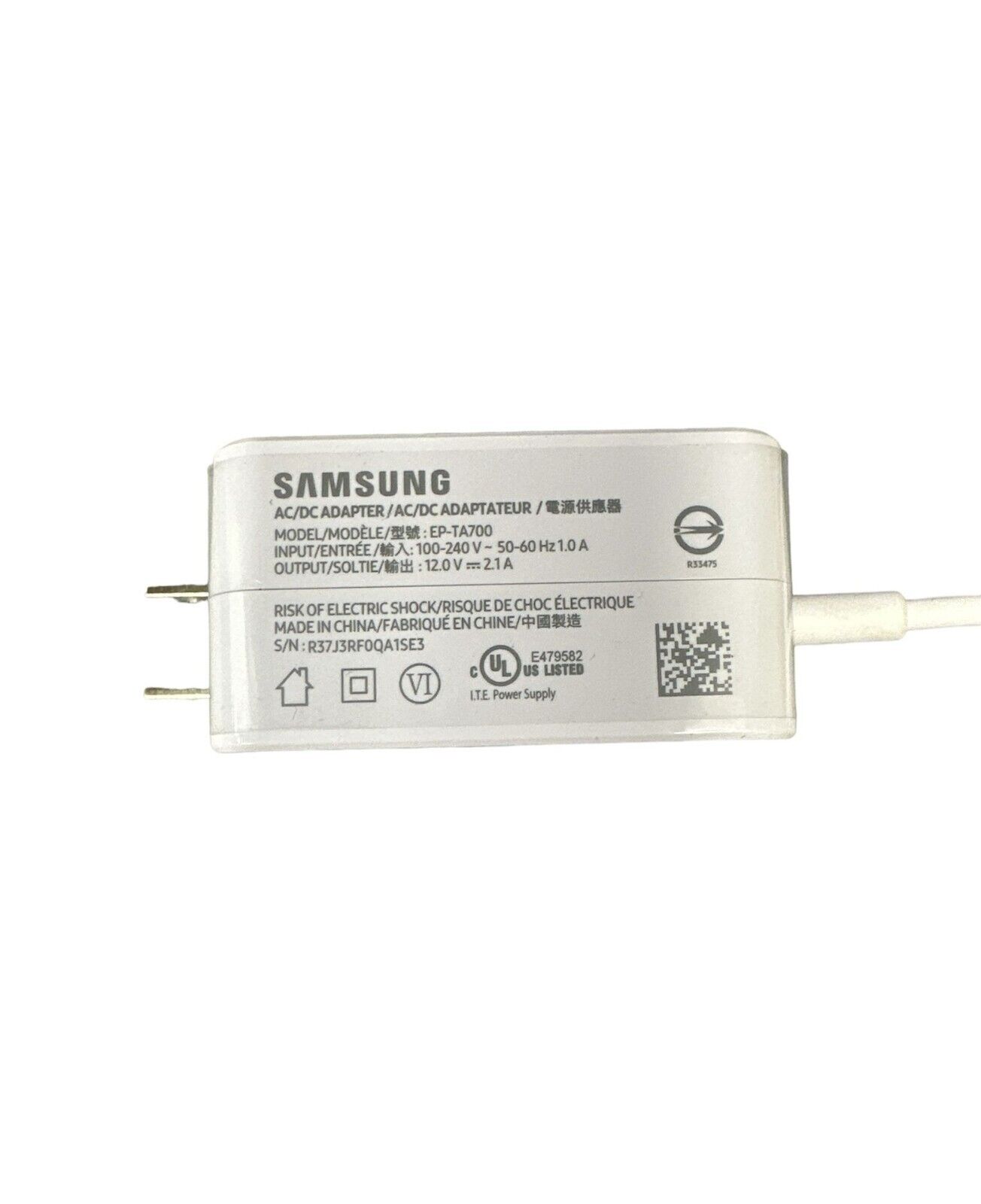 Genuine Original Samsung EP-TA700 12.V 2.1A Power Supply White