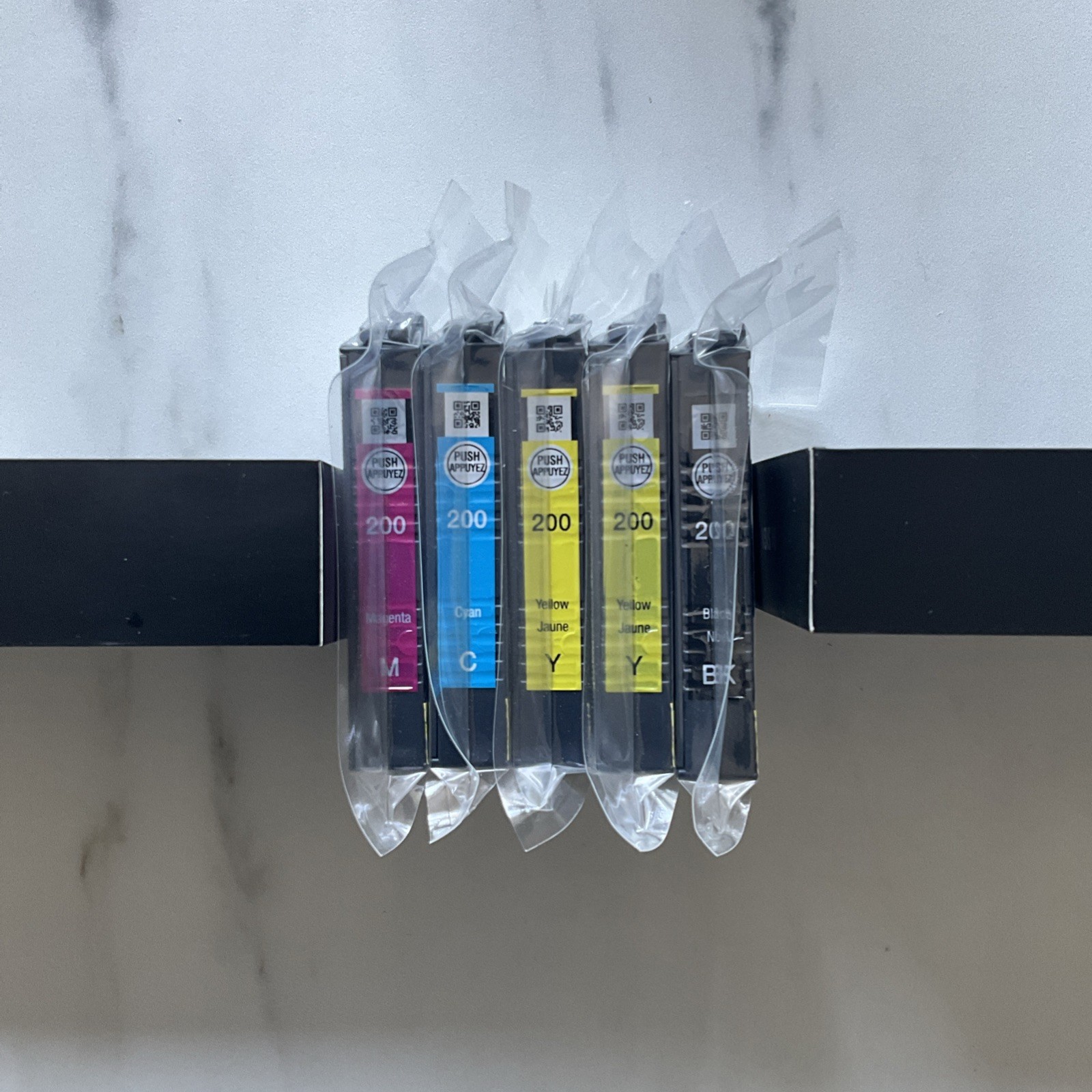 Sealed Genuine Epson Ink T200 Ink Cartridges (Black Cyan Magenta Yellow)