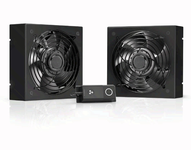 Rack Roof Fan Kit, Quiet Dual Fans & Speed Control for 19" AV Network Racks