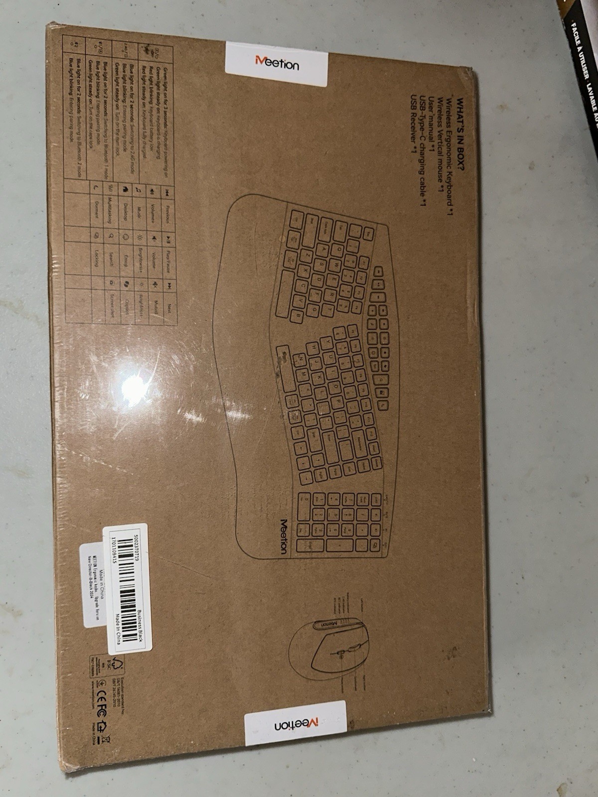 NEW MEETION Wireless Ergonomic Keyboard & Mouse Combo Wave Keys Full-Size PC Mac