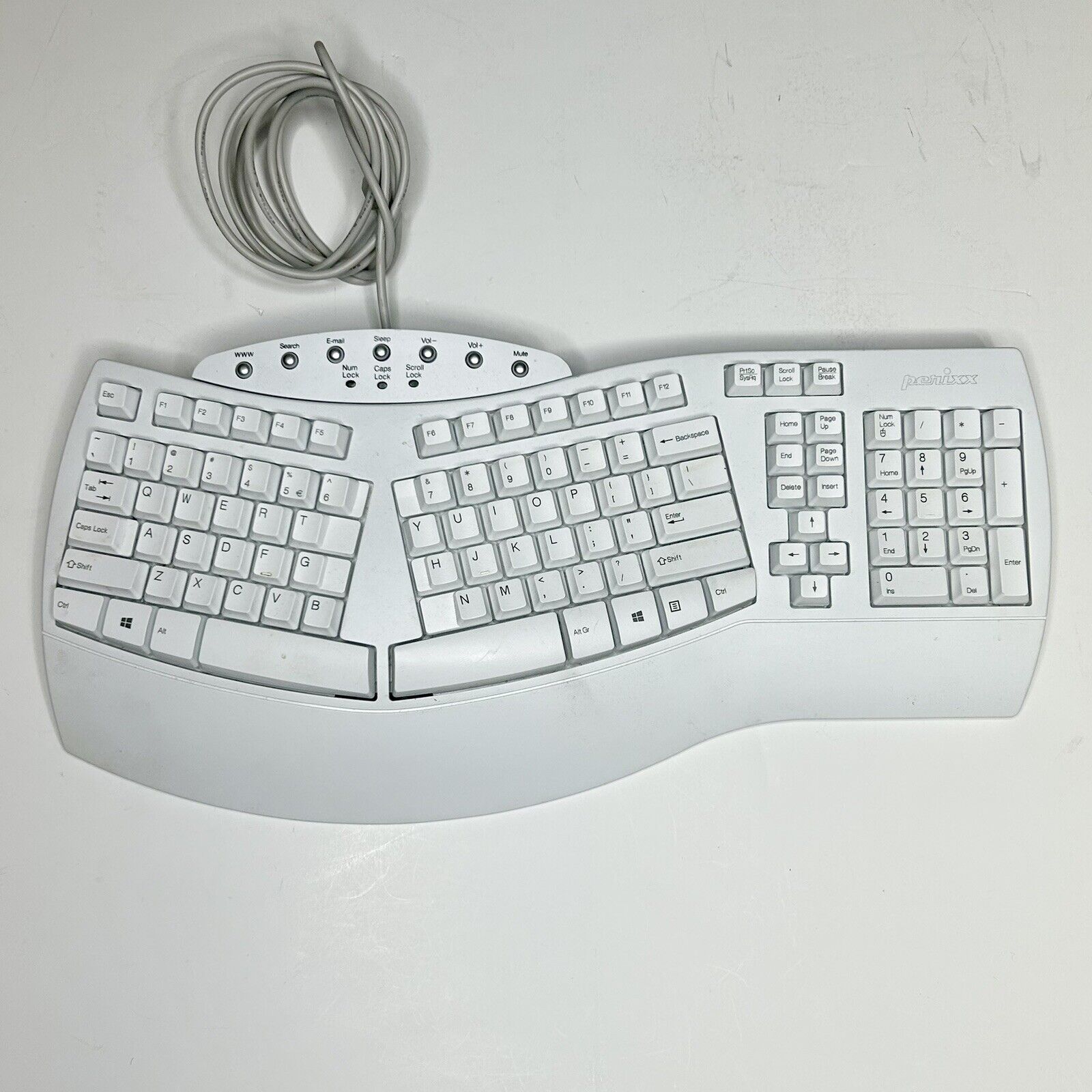 Perixx PERIBOARD-512W Periboard-512 Ergonomic Split Keyboard - Natural White