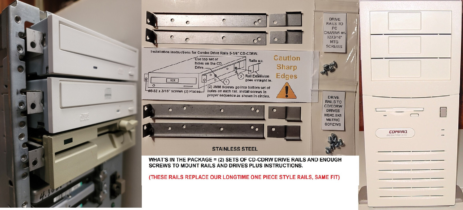 COMPAQ DESKPRO-PROLINEA-PROSIGNIA DRIVE RAILS COMPAQ STYLE 5 1/4" 2 SETS NEW USA
