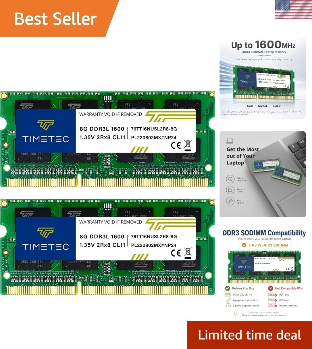 Reliable 16GB SODIMM RAM Kit - 1600MHz DD3L Laptop Memory with Lifetime
