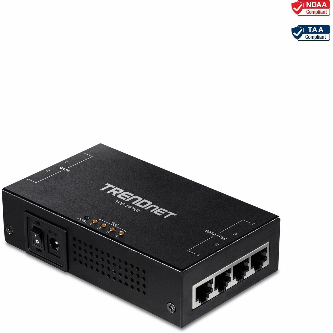TRENDnet TPE-147GI 65W 4-Port Gigabit PoE+ Injector