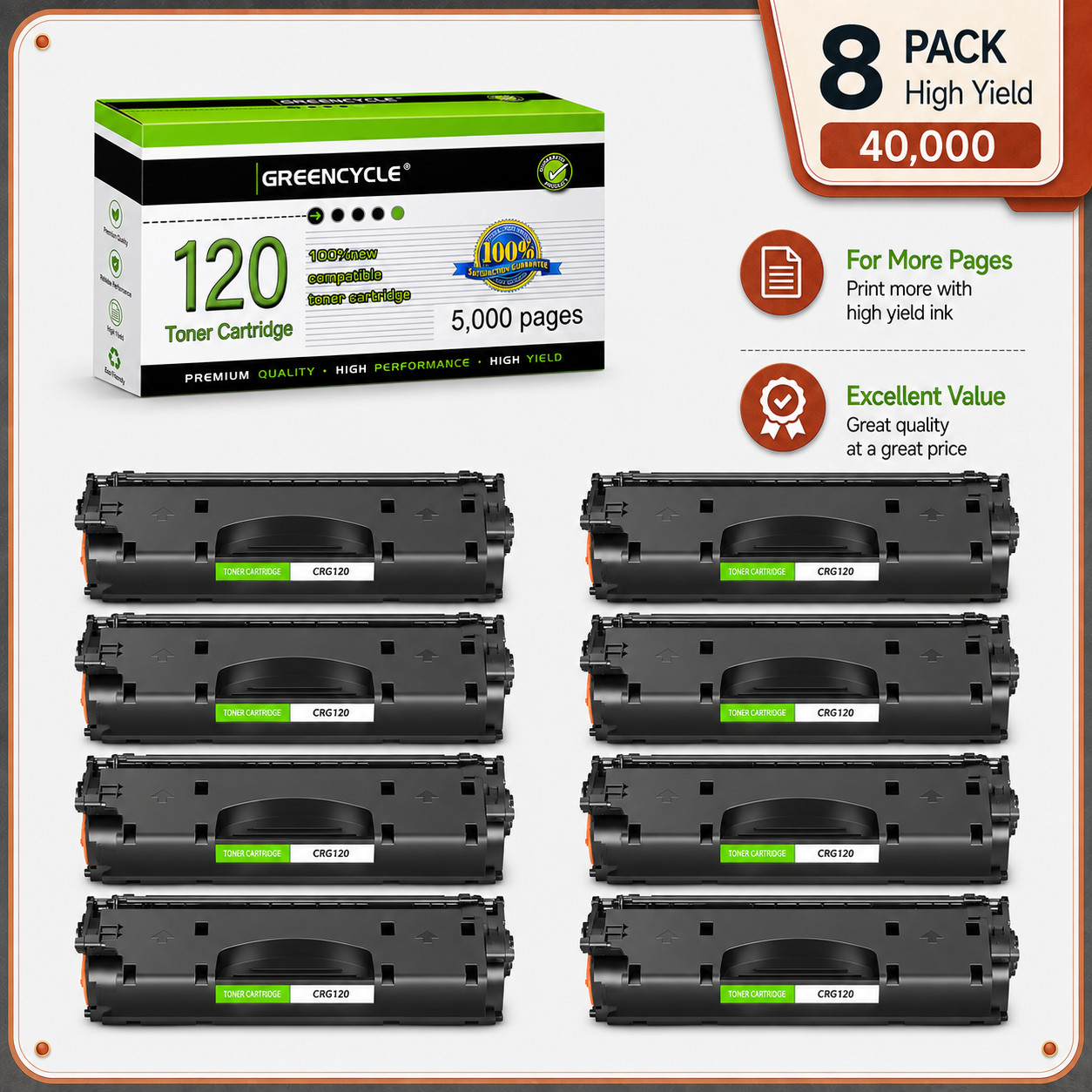 8PK HY CRG-120 Toner Compatible with Canon ImageClass MF417dw MF6680DN MF6780DW