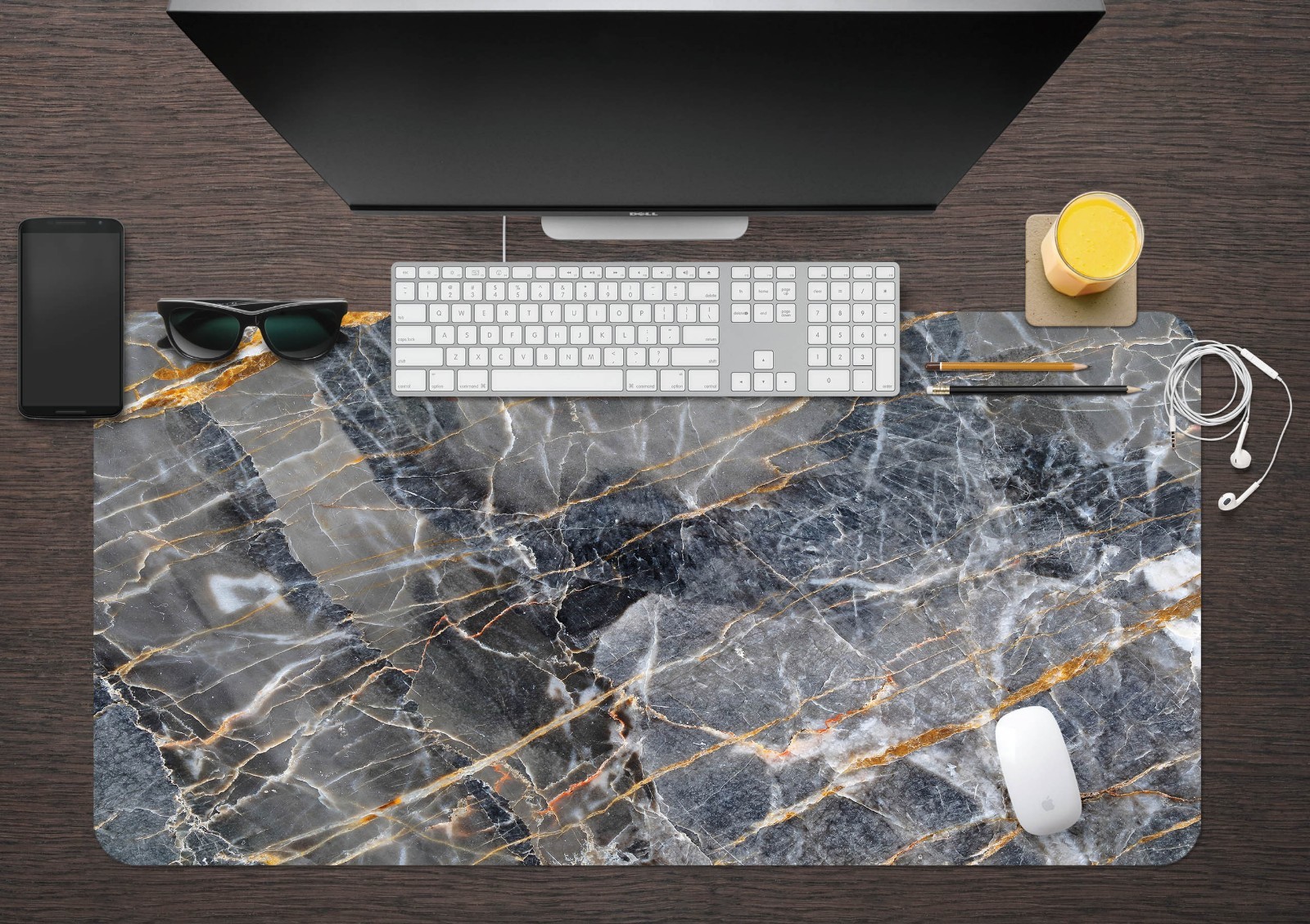 3D Black Stone 5 Texture Non-slip Office Desk Mouse Mat Big Keyboard Game